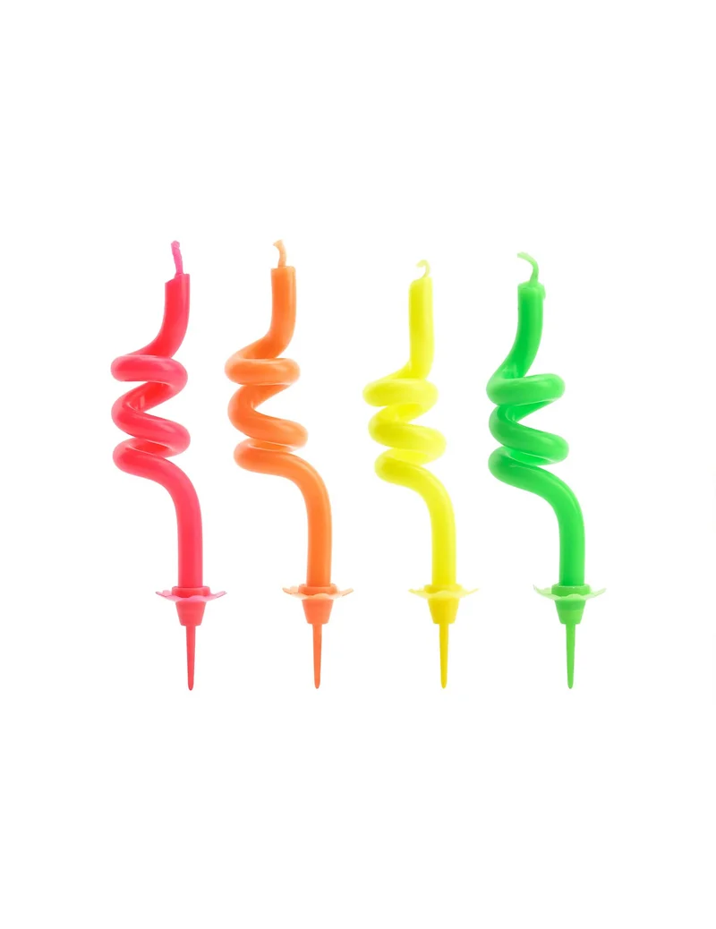 Spiralförmige Geburtstagskerzen bunt 8 cm
