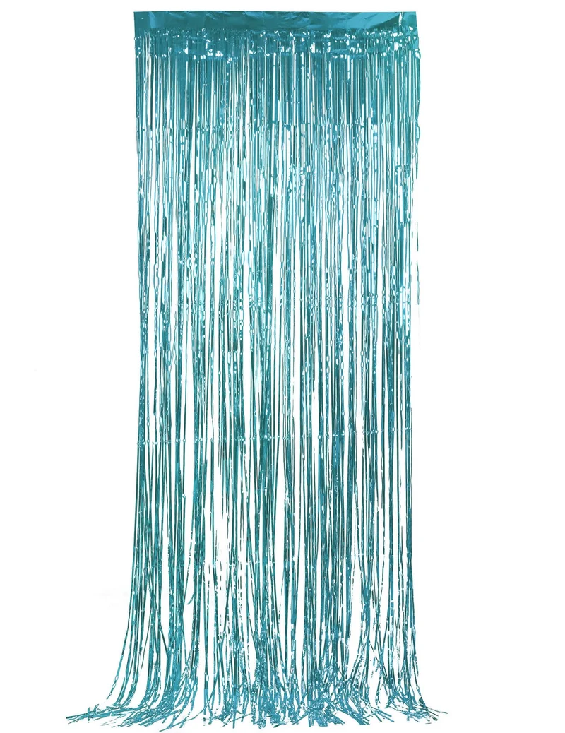 Schimmernder Fransen-Vorhang Partydeko blau 90 x 250 cm