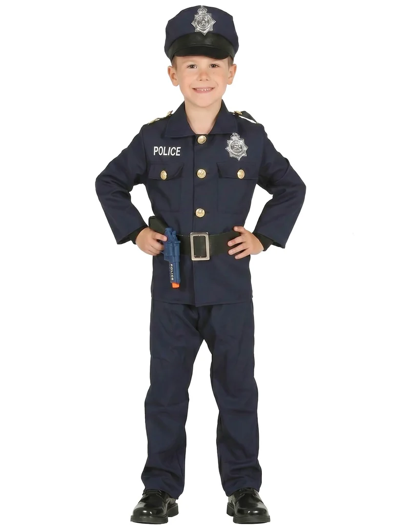 Polizei-Kostüm für Kinder Uniform-Verkleidung Karneval blau-schwarz
