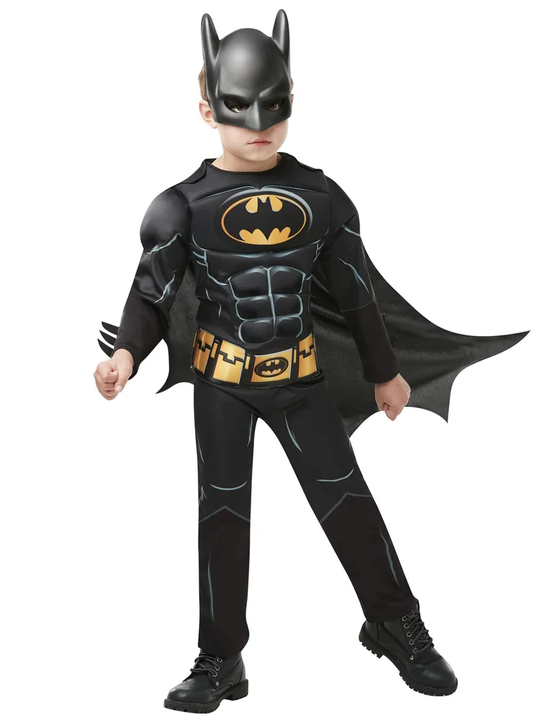 Batman™-Kinderkostüm Deluxe für Jungen Superhelden-Verkleidung schwarz-gelb