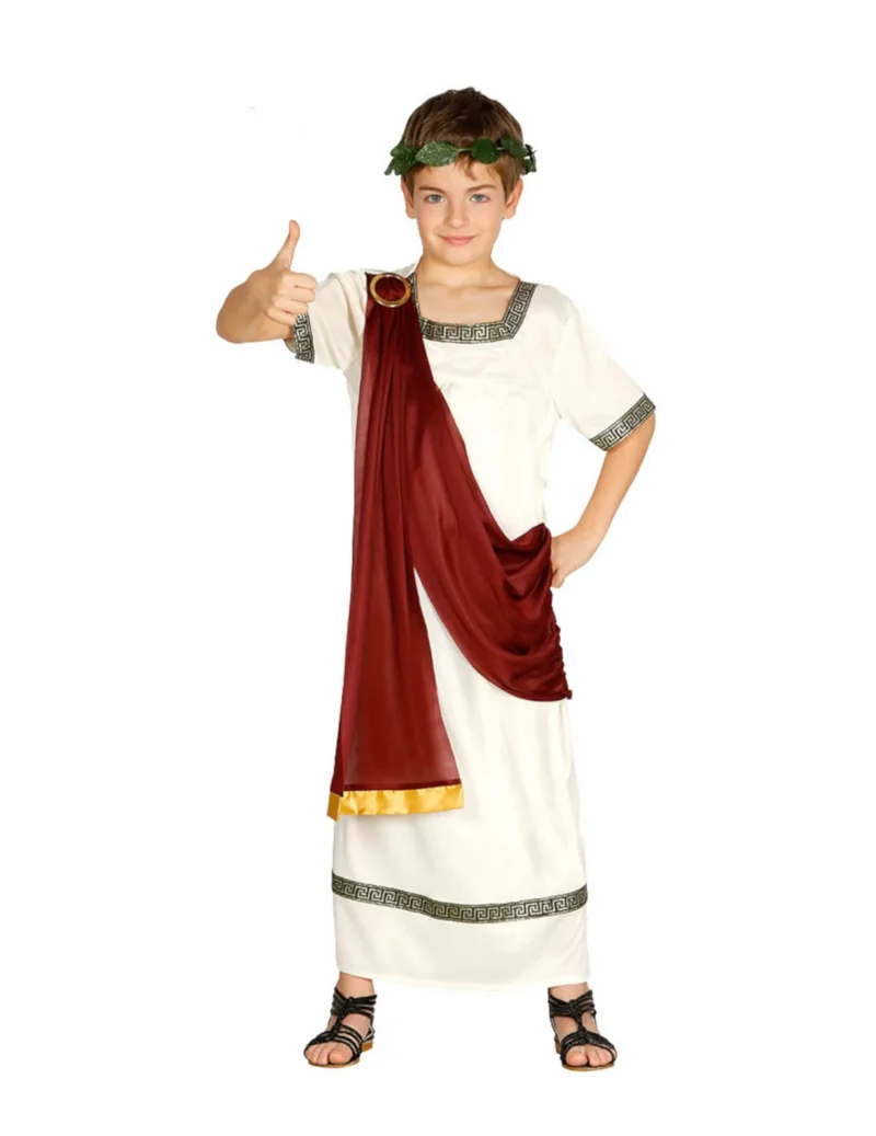 Römer-Kostüm für Jungen Toga für Fasching weiss-rot-goldfarben