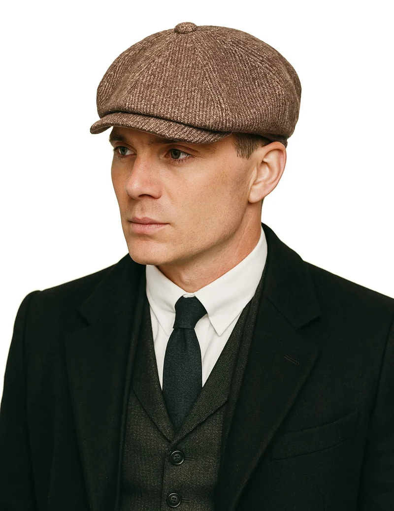 20er-Jahre Schiebermütze Flatcap für Fasching braun