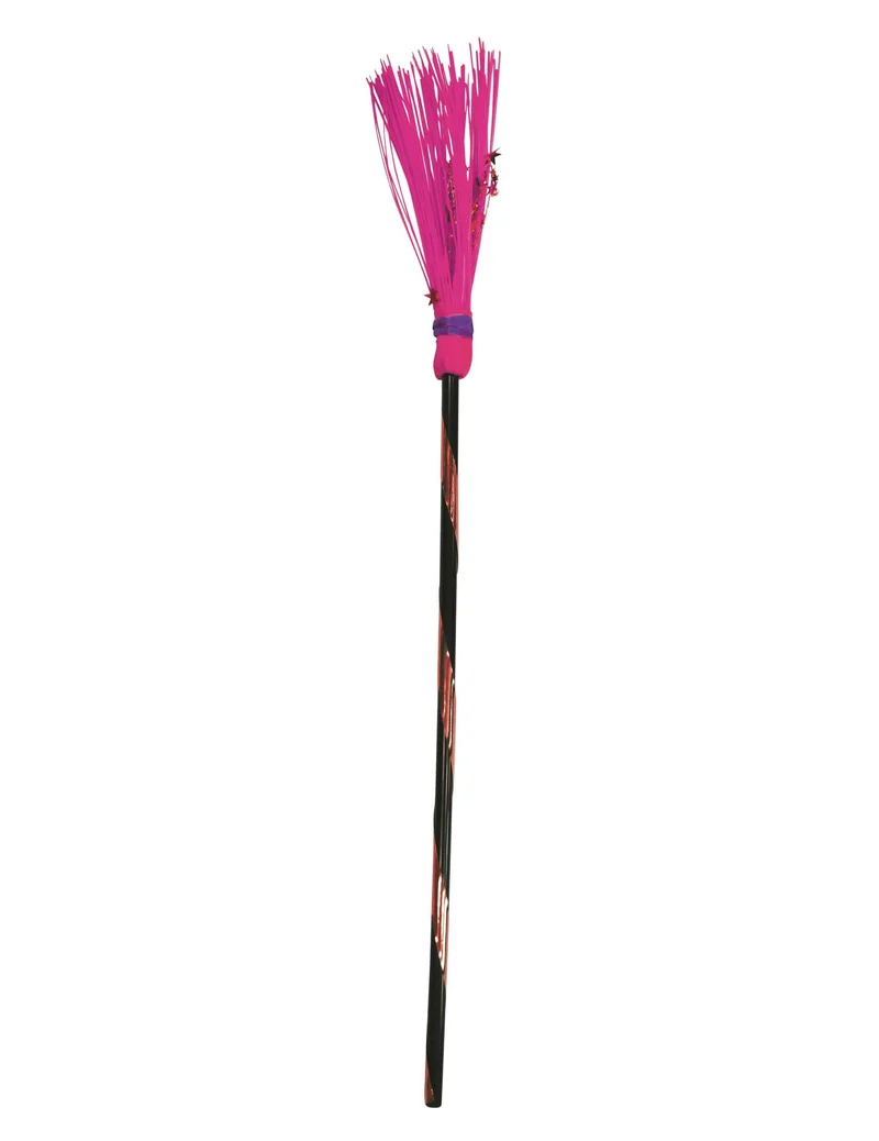 Magischer Hexen-Besen Halloween-Accessoire pink-braun 95cm