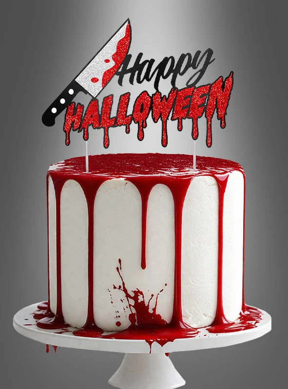 Kuchen Deko blutiges Messer Halloween
