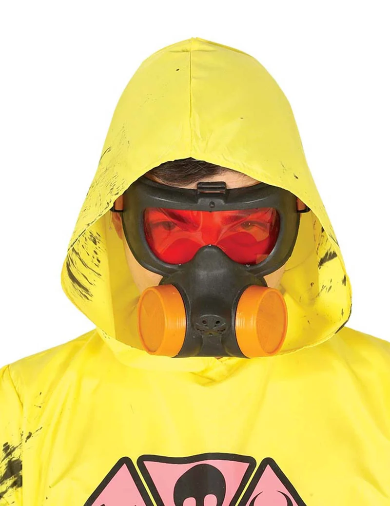Gasmaske Accessoire für Erwachsene schwarz-rot-orangefarben