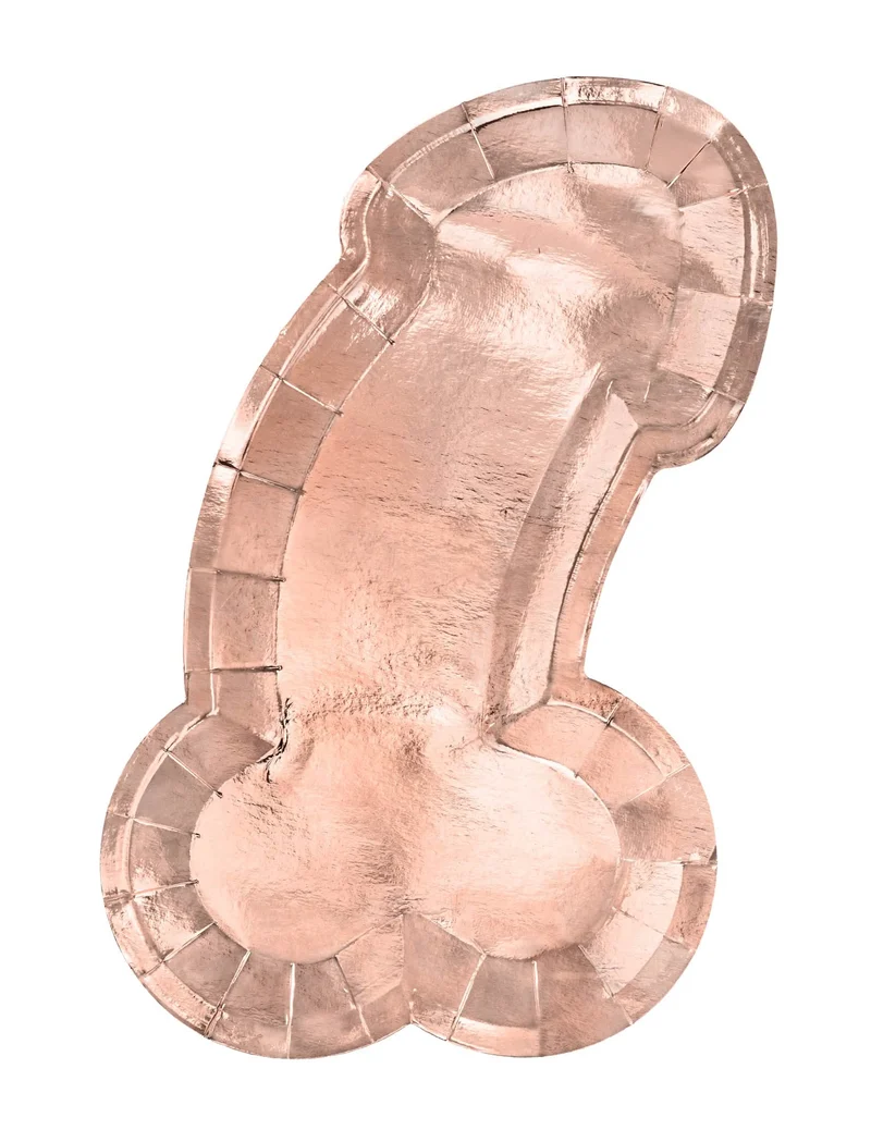 Penis-Pappteller Frivoles JGA-Partyzubehör 6 Stück roségold 26,5 x 15,5 cm cm