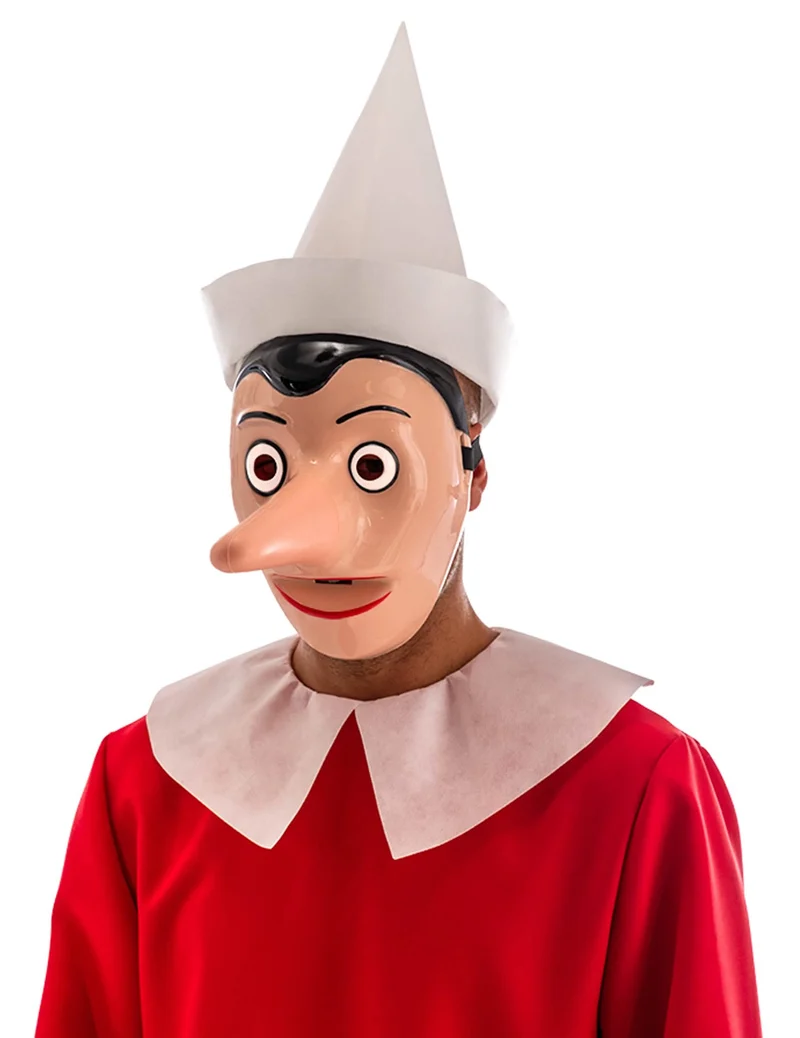Pinocchio™-Maske mit abnehmbarer Nase für Erwachsene beigefarben