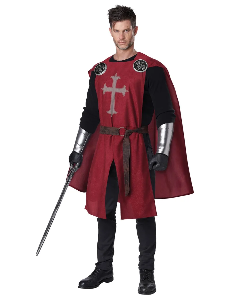 Kreuzritter-Kostüm für Herren Karneval-Verkleidung schwarz-rot