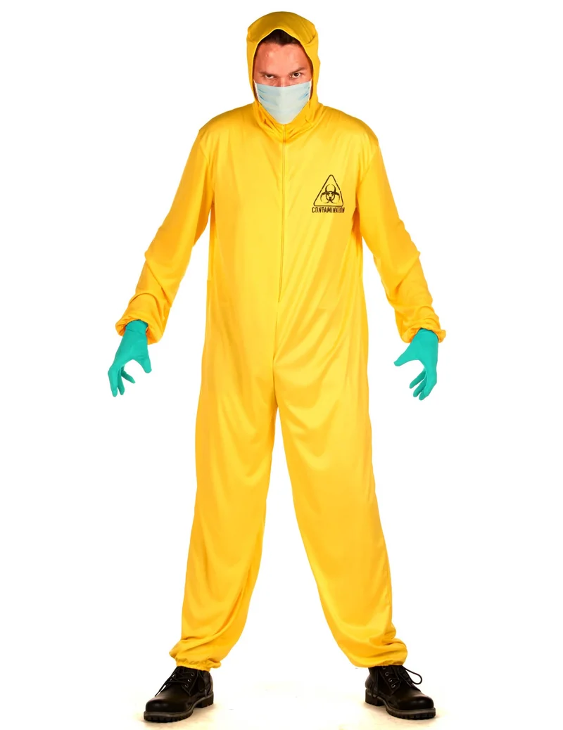 Strahlenschutzanzug Kostüm für Erwachsene Halloween gelb-hellblau