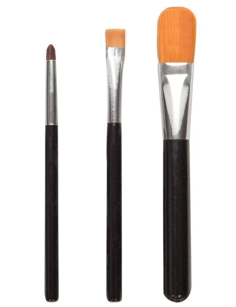 Make-up Pinsel-Set Schmink-Zubehör 3-teilig schwarz-silberfarben