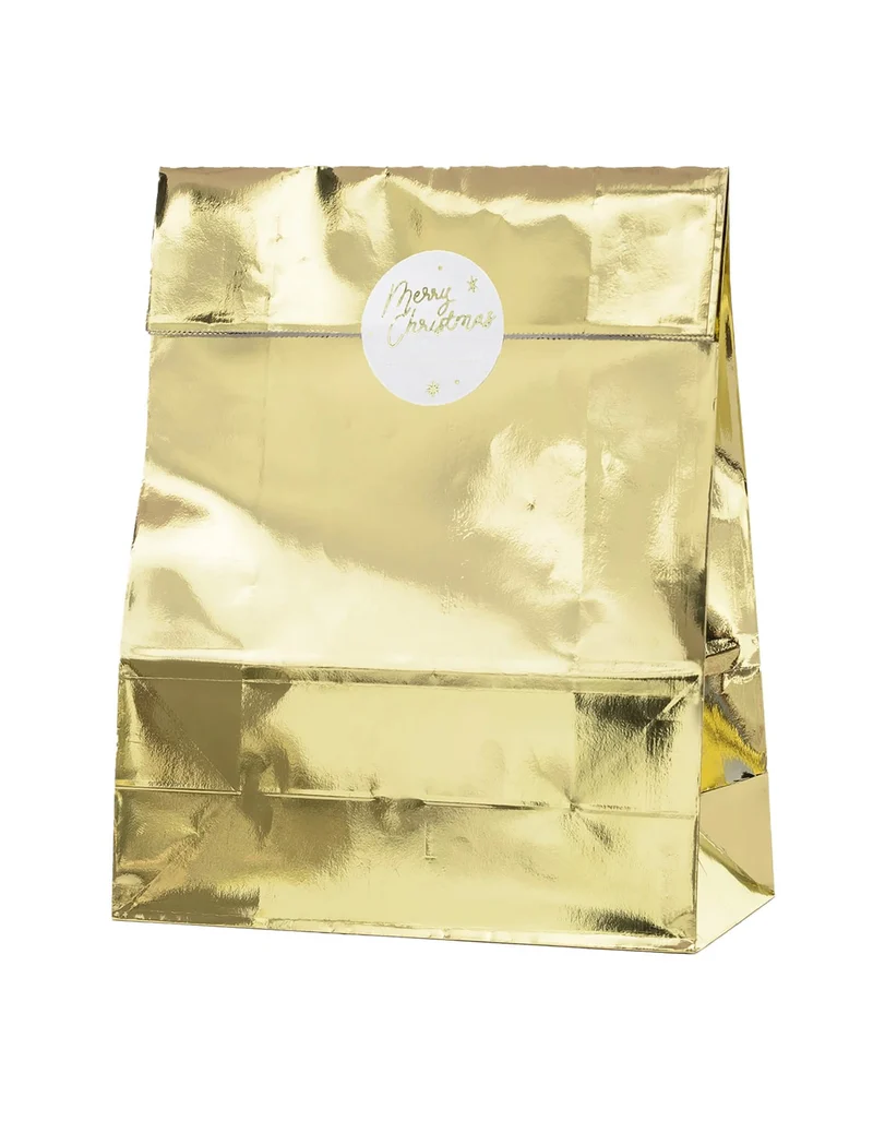Festliche Geschenktasche für Weihnachten goldfarben 30 x 40 x 5 cm