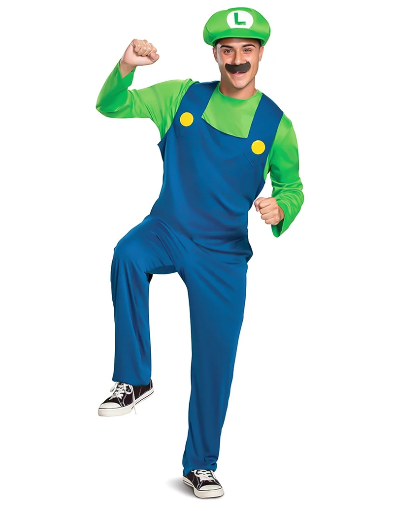 Luigi™-Herrenkostüm Videospiel-Figur Fasching blau-grün