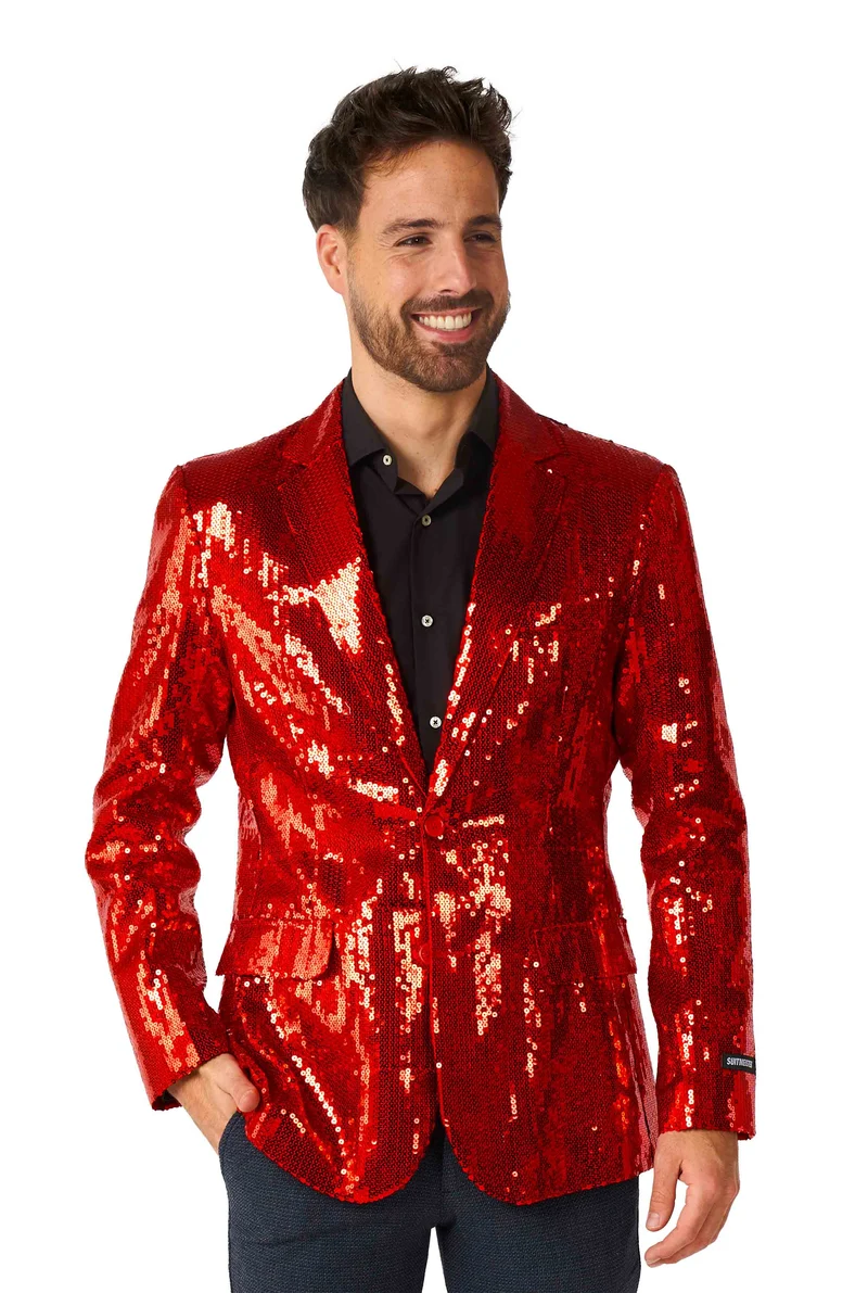 Suitmeister| Sequins Red | Glitter Jasje Rood Heren