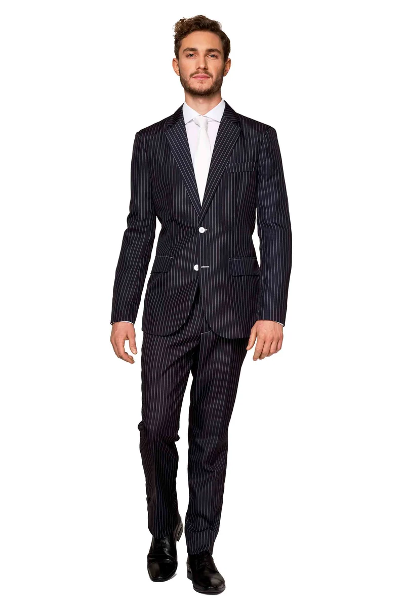 Suitmeister | Gangster Pinstripe Black | Herenpak | Herenkostuum