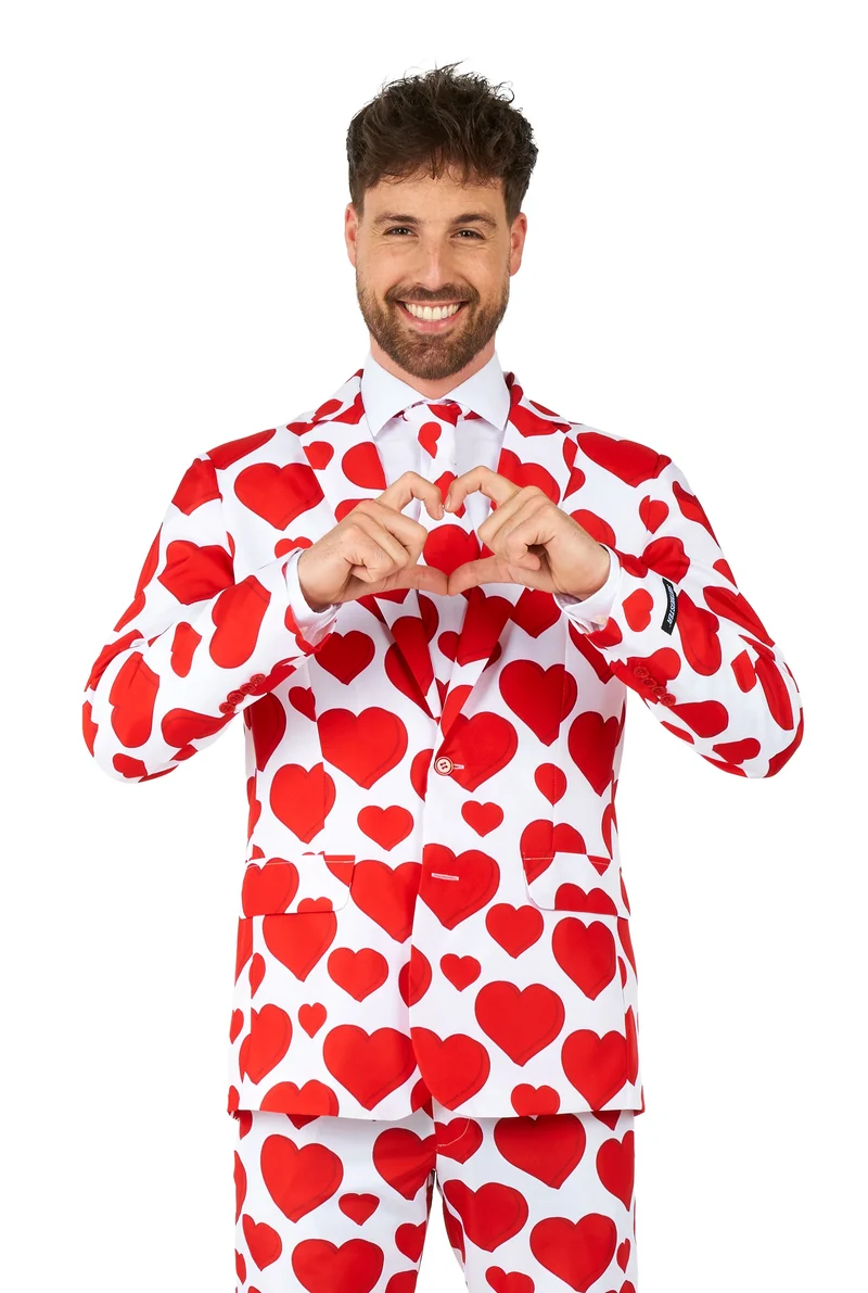Suitmeister | Love | Herenkostuum met hartjesprint