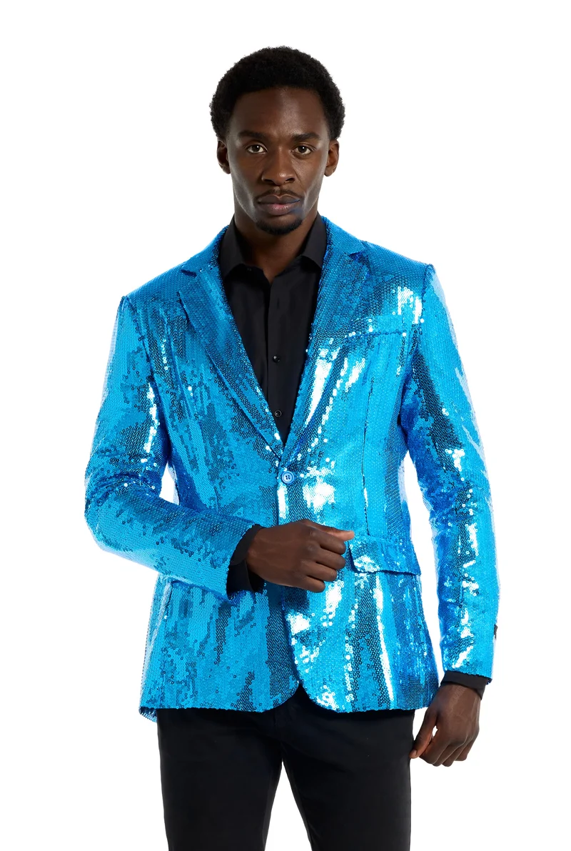Suitmeister| Sequins Blue | Glitter Jasje Blauw | Blazer voor Heren