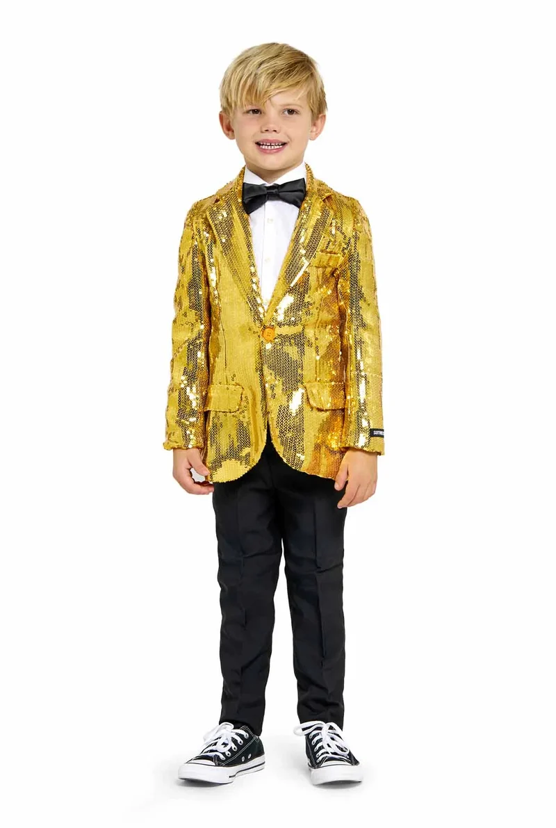 Suitmeister| Boys Sequins Gold | Glitter Jasje Goud | Blazer voor Kinderen