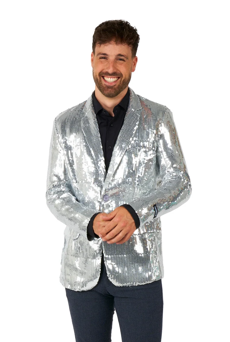 Suitmeister|Sequins Silver | Glitter Jasje Zilver | Blazer voor Heren