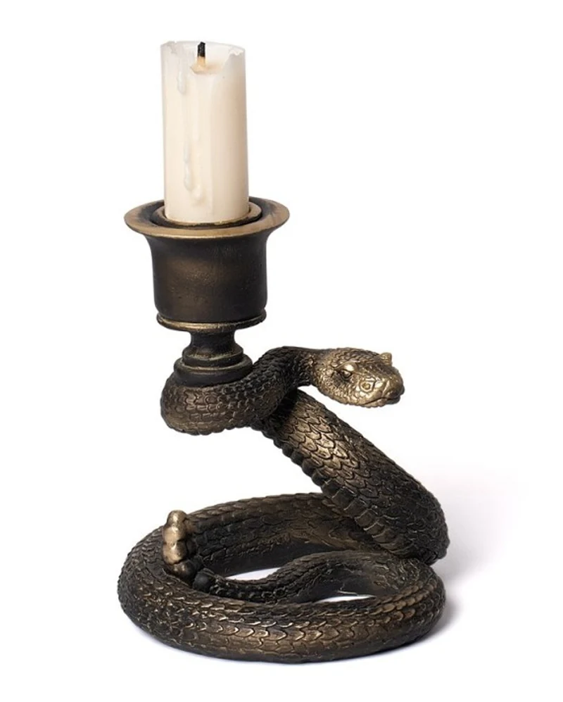 Antik Goldfarbene Schlange als Kerzenständer 11,5cm
