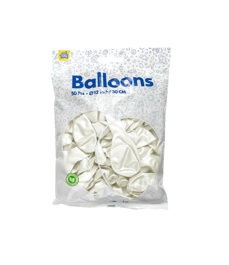 Weiße Ballons Metallic 30cm 50Stk
