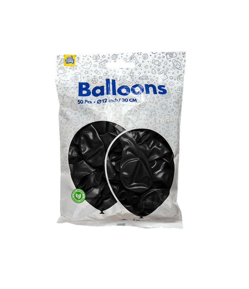 Schwarze Ballons Metallic 30cm 50Stk