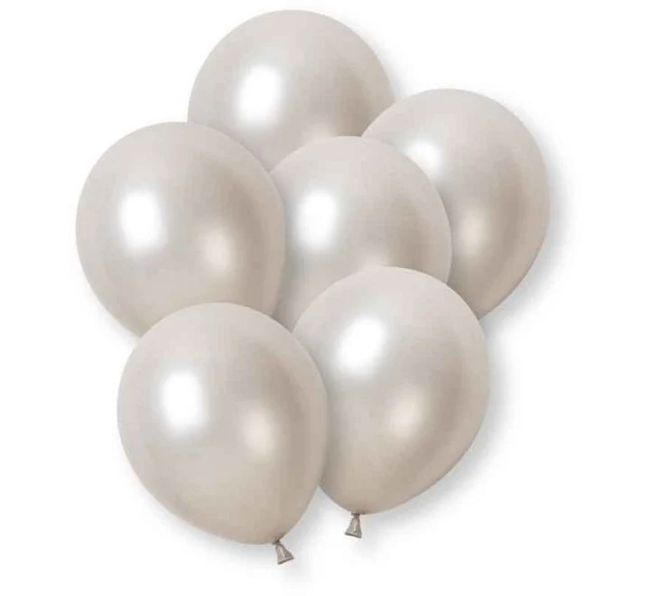 Silberne Ballons Basic Latex 30 cm, 8 Stück