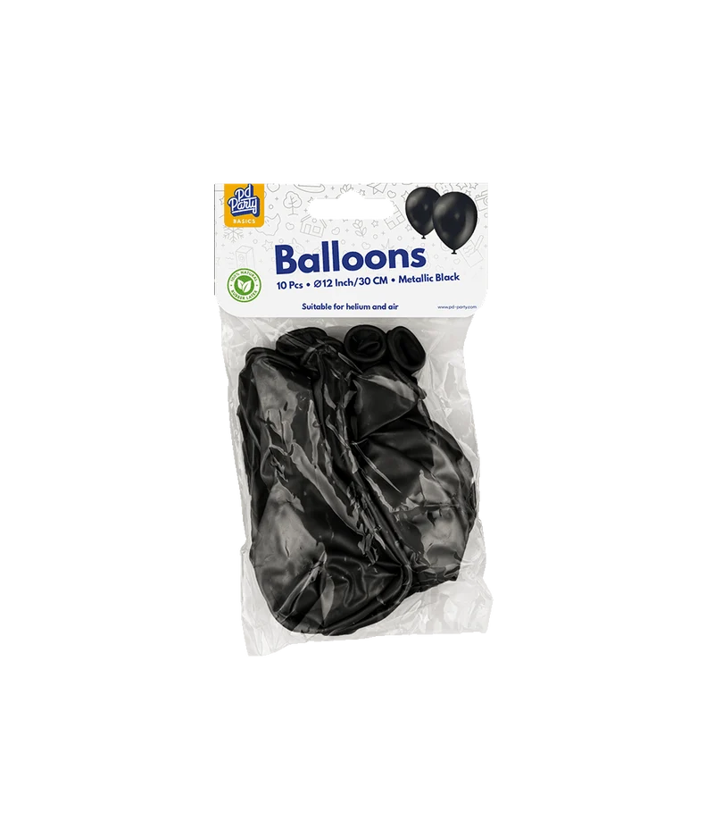 Schwarze Ballons Metallic 30cm 10Stk
