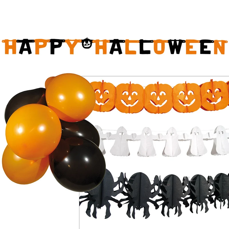 Halloween decoratieset – slingers & ballonnen