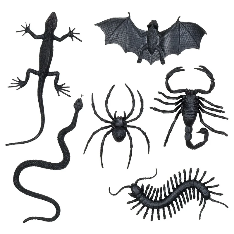 Set van 6 griezelige beesten – zwart