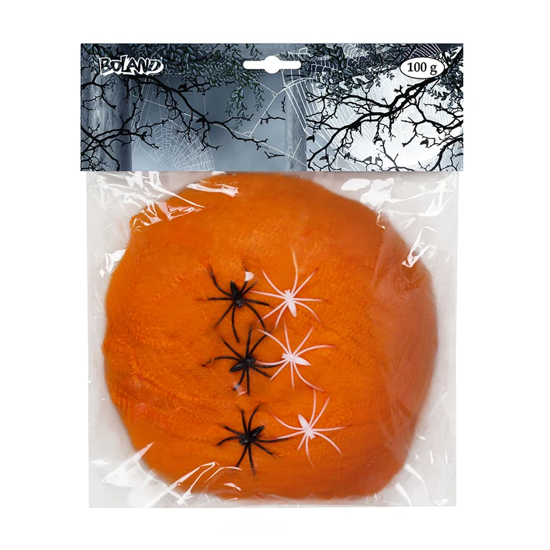 Spinrag met Spinnen – Oranje Halloween Decoratie (100 g)