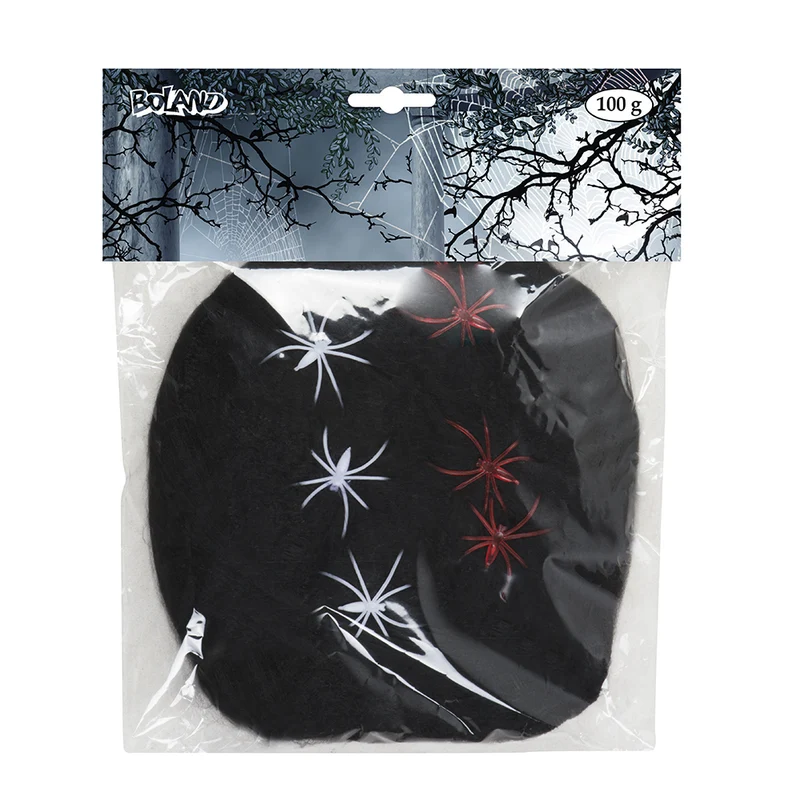 Spinrag met Spinnen – Zwarte Halloween Decoratie (100 g)
