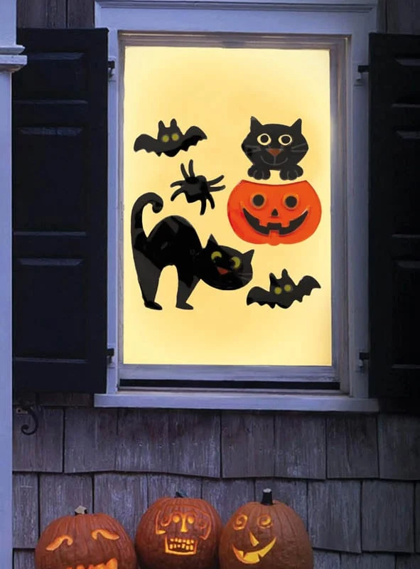 Halloween Fenster Deko Set aus Gel 20x19cm