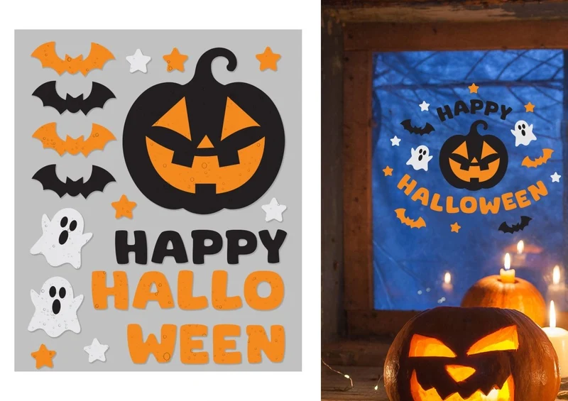 Halloween-Fensterdekoration „Happy Halloween“, 50 cm