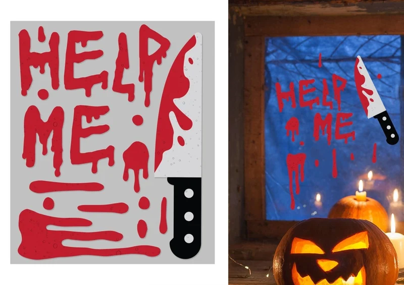 Halloween-Fensterdekoration „Help Me“ 50 cm
