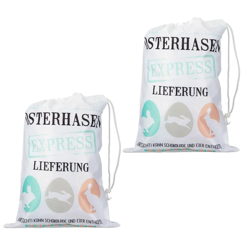 Oster-Beutel, Osterhasenexpress mit Zugband, 2er SET