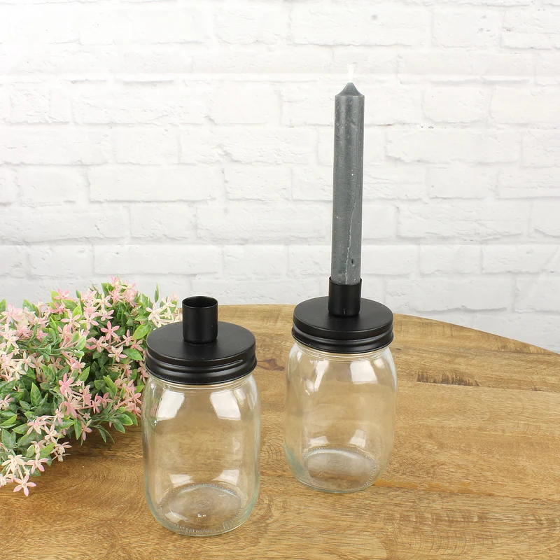 2er Set Kerzenhalter Glas Schwarz oder Gold
