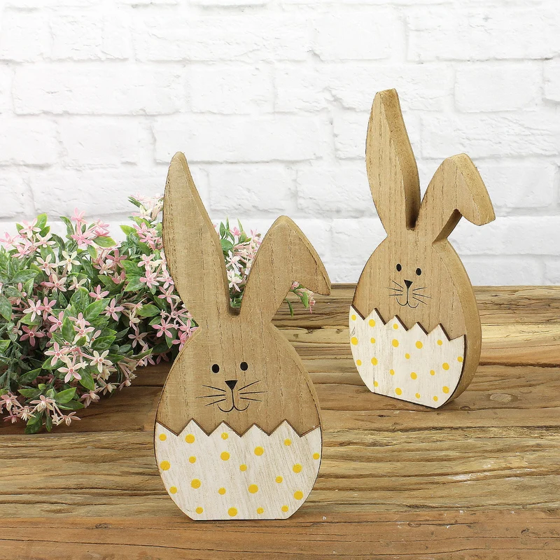 Hase, 2er Set Holz 22 cm hoch