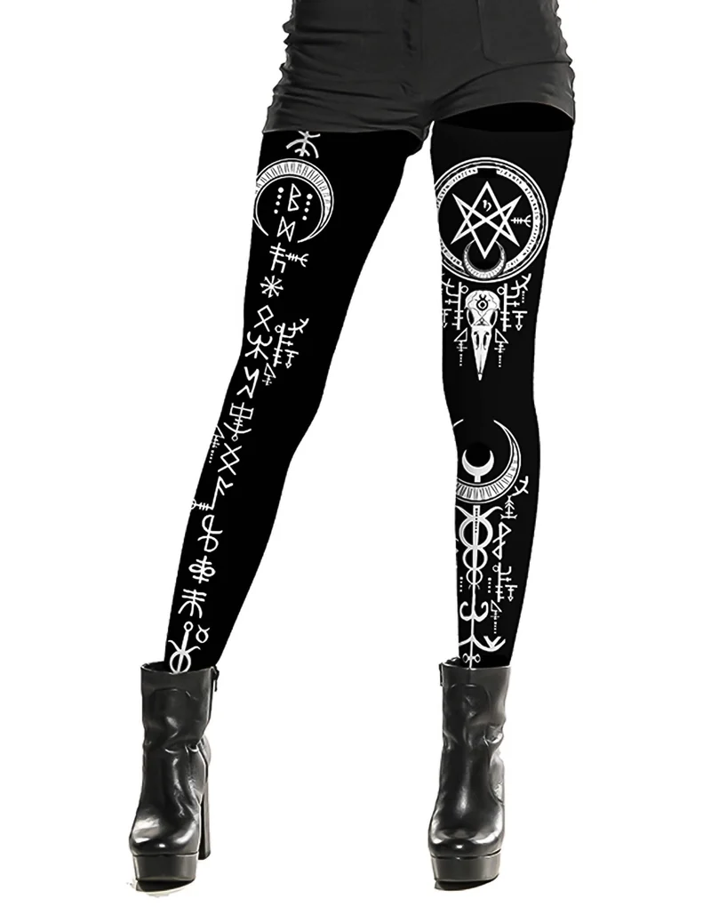 Voodoo-Motiv Strumpfhose fÃ¼r Damen schwarz-weiÃŸ