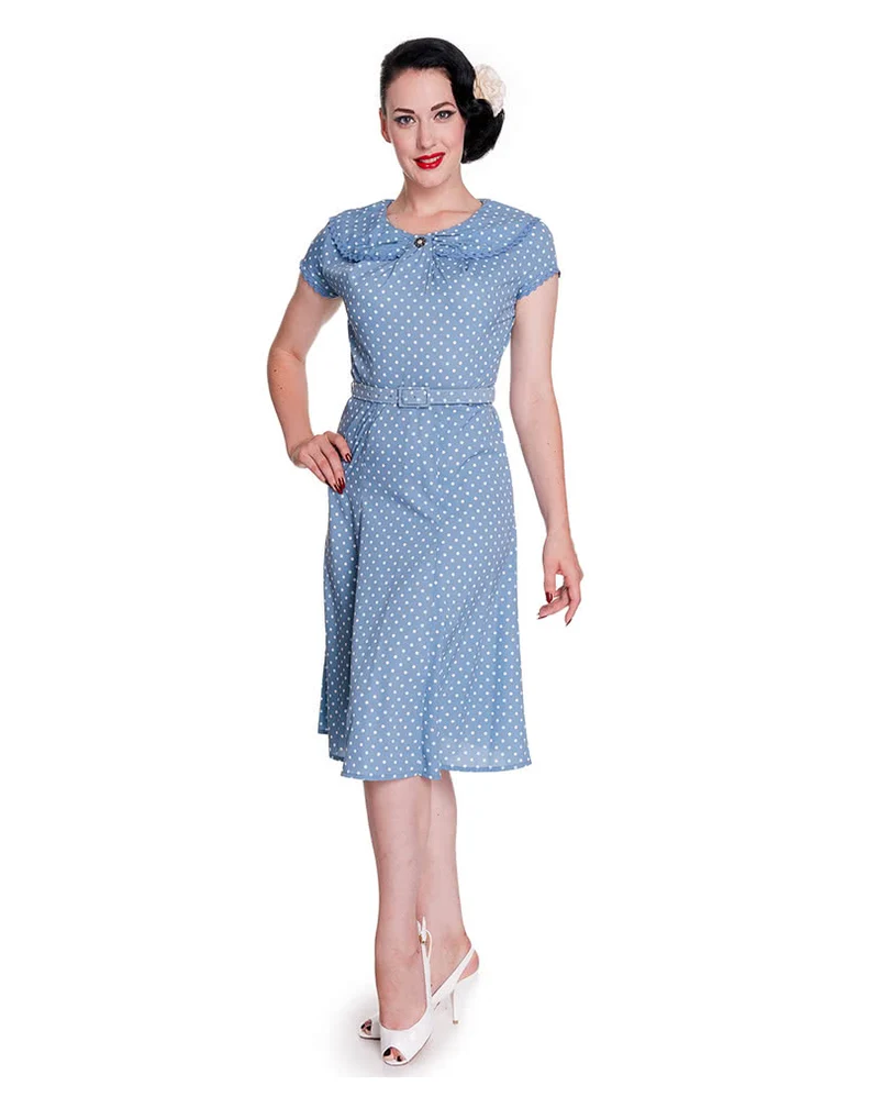 Hell Bunny Polka Dot Kleid blau