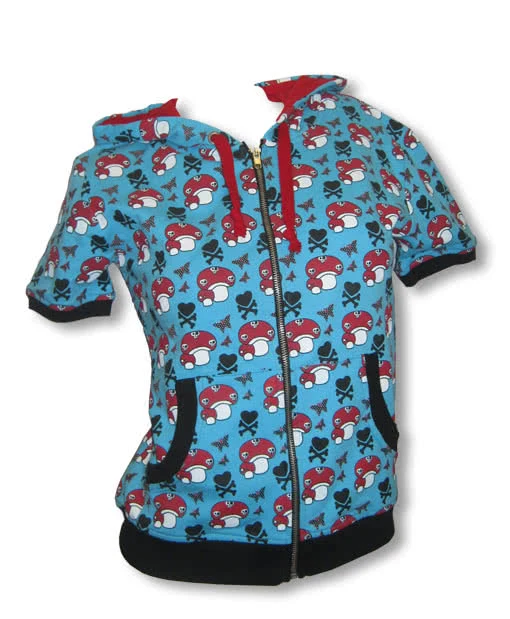 Kurzarm Hoodie blau