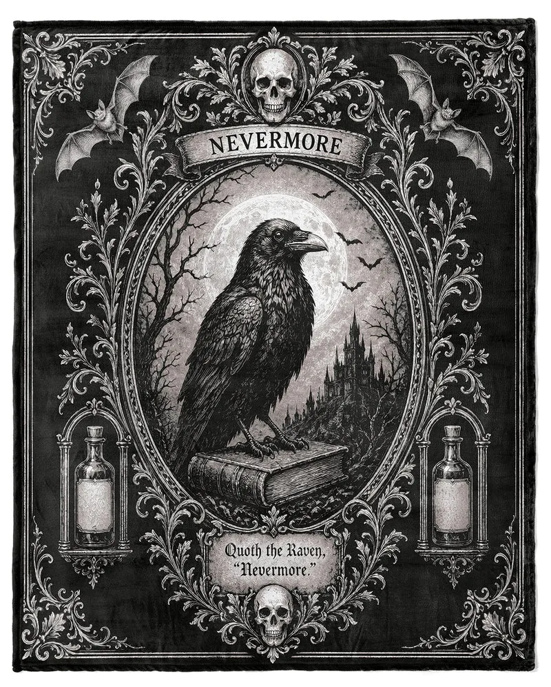 „Quoth the Raven“ Noctis Manor Gothic Kuscheldecke 152x178cm