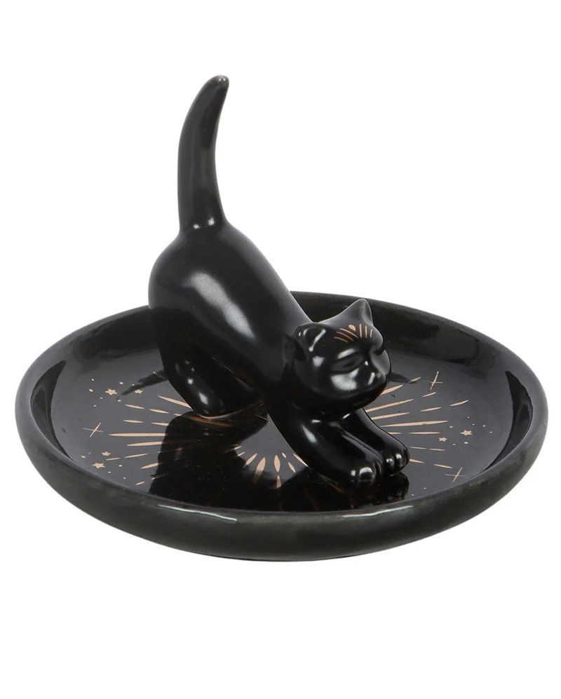 Schwarze Zauberkatze Schmuckschale Ø11cm