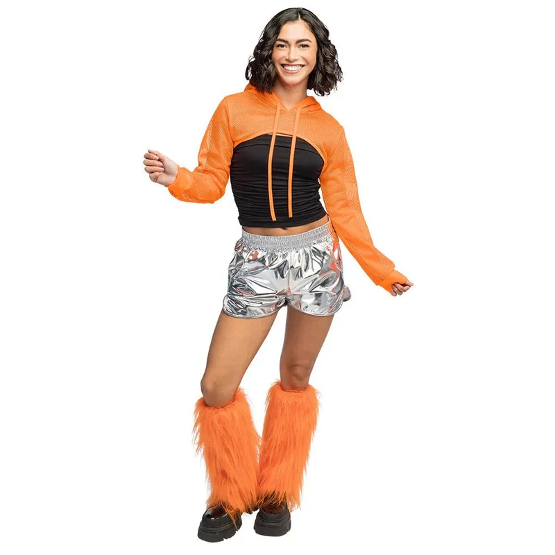 Ein Paar Beinwärmer „Rave“ in Neonorange, UV