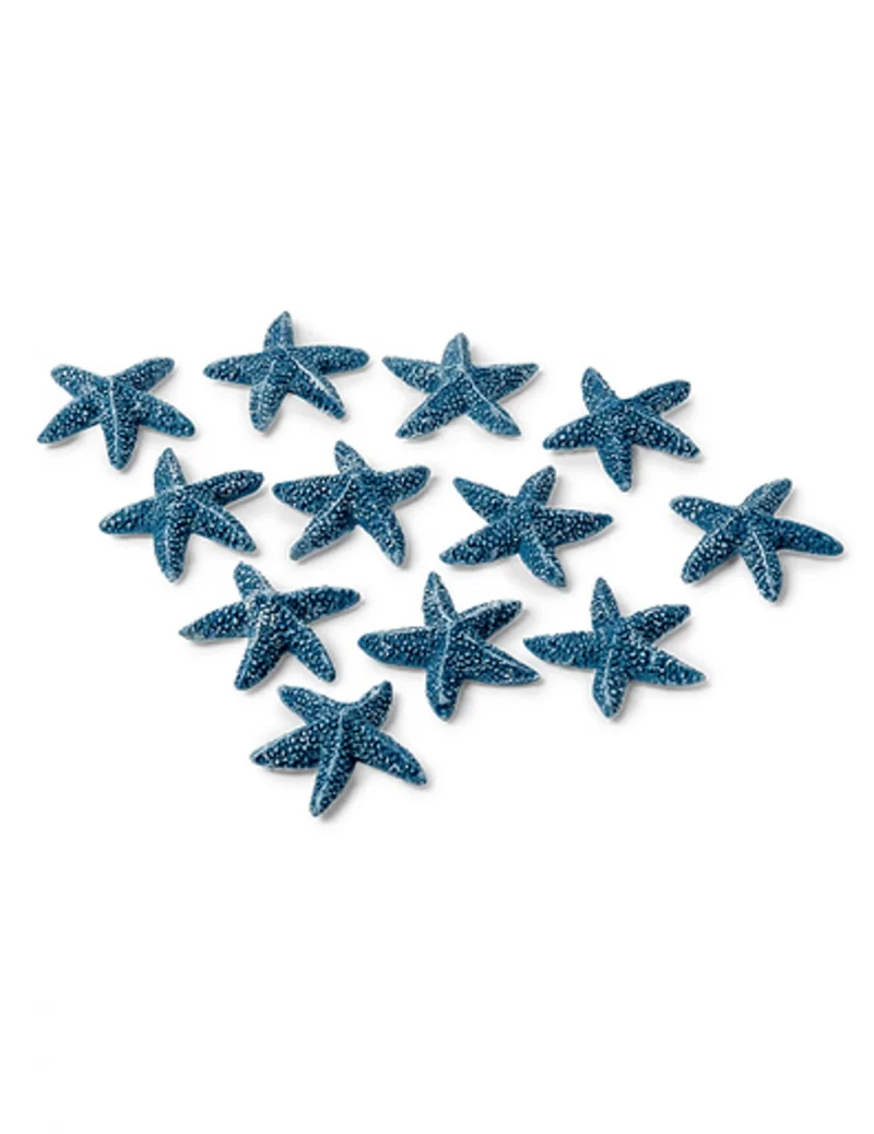 12 blaue selbstklebende Seesterne 2 cm für Meeresdekoration