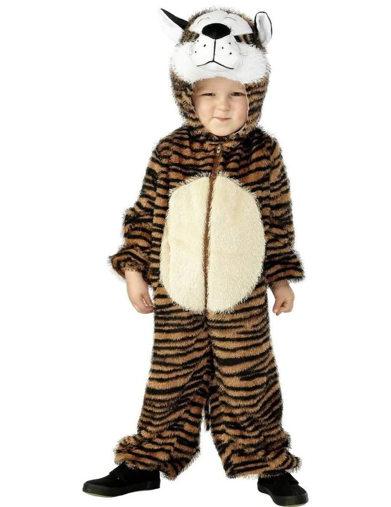 Tiger-Kinderkostüm schwarz-weiss-orangefarben