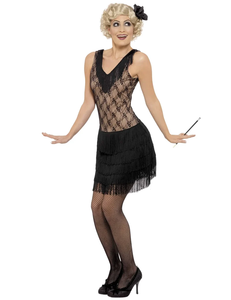 Retro Charleston-Kostüm für Damen schwarz