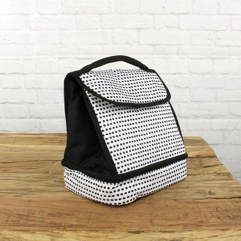 Kühltasche, Lunch Box, Stoff, schwarz/weiß, 8L