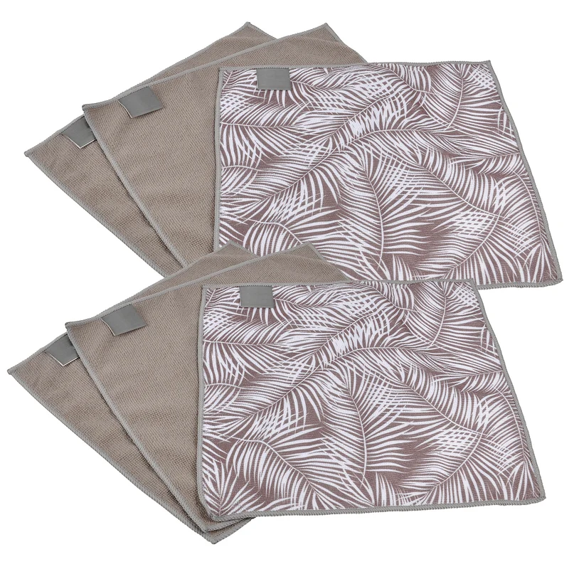Microfasertücher 6-Set, 4x taupe , 2x taupe /weiß gemustert