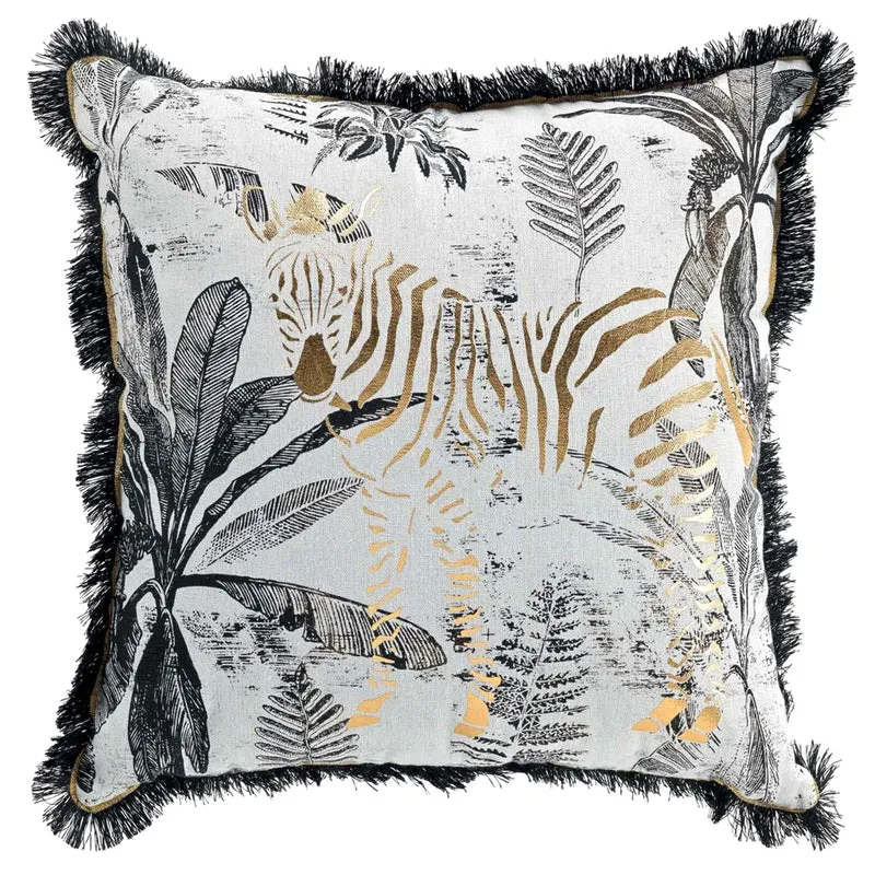 Dekokissen mit Füllung 45 x 45 cm Zebra Palme weiß schwarz
