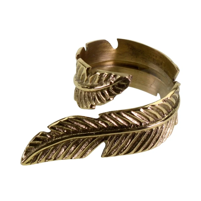 6er Serviettenringe Feder Messing gold